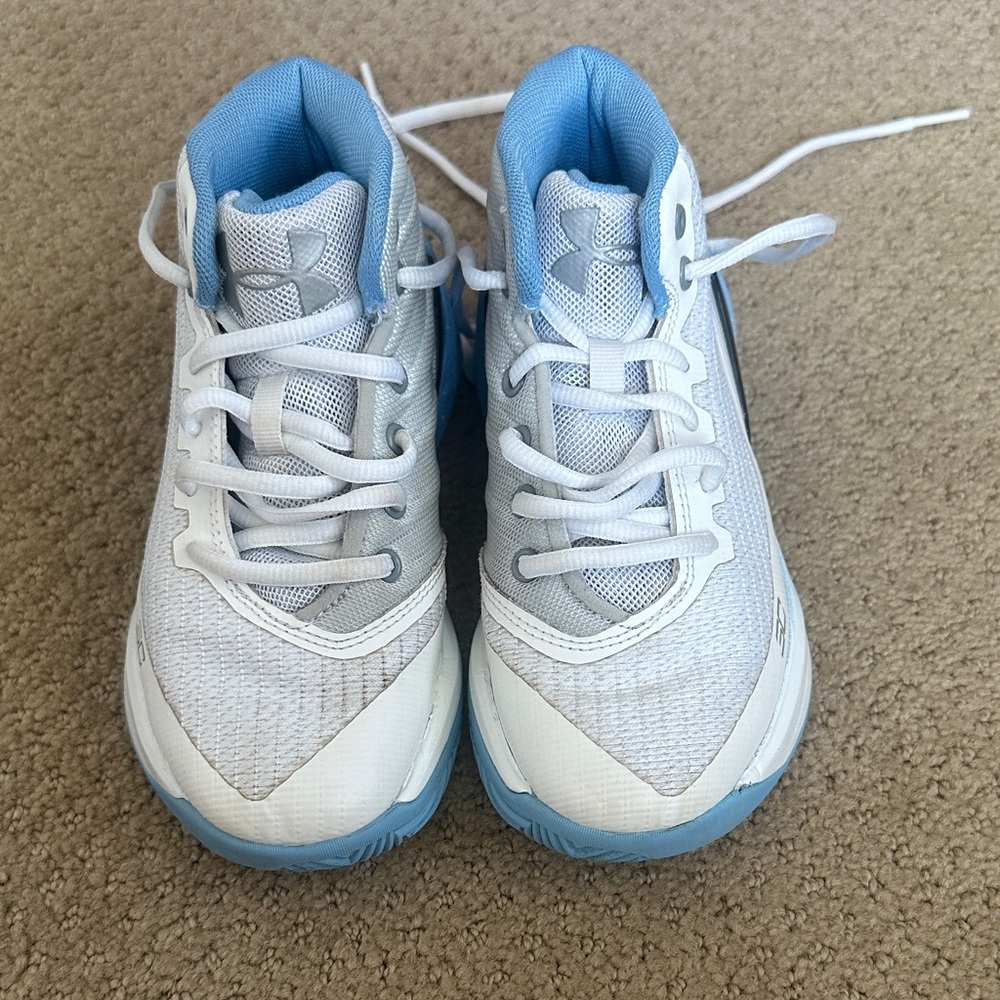 Under Armour Kids' White and Light Blue Sneakers